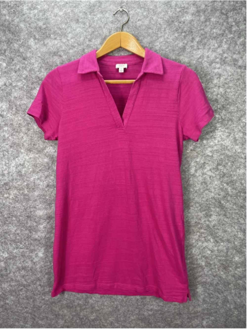 J Crew Polo Shirt Womens Medium Pink V Neck Short Sleeve Dress
